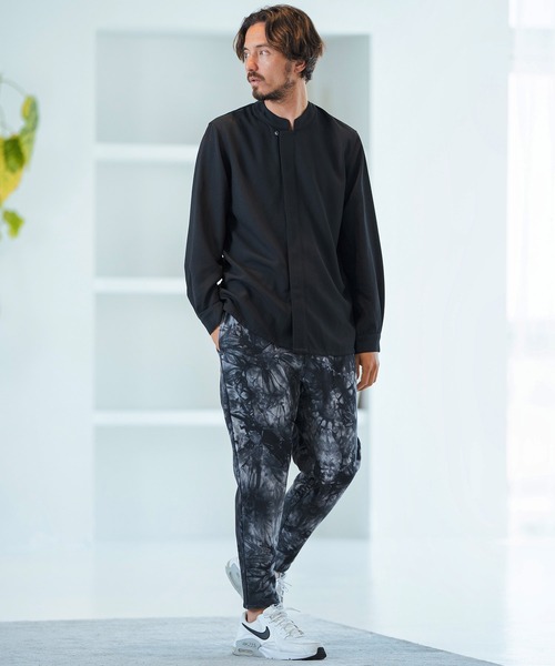 Magine シャツ ms5728-Mao-collar Fly Front Long Sleeve Shirt