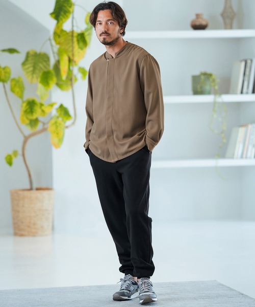 Magine シャツ ms5728-Mao-collar Fly Front Long Sleeve Shirt