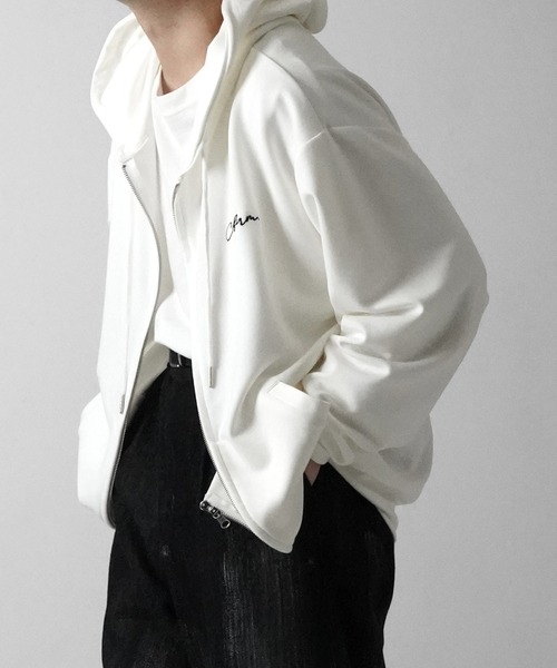 Smyeon レース付きコンパクトジップフーディー　ホワイト　パーカー Compact lace zip hoodie / レース付きコンパクトジップ