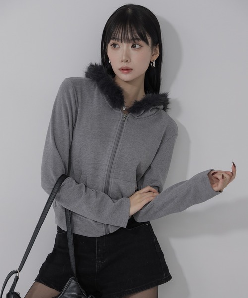 me+em select（ミームセレクト） パーカー 「 3color 」ファーフード