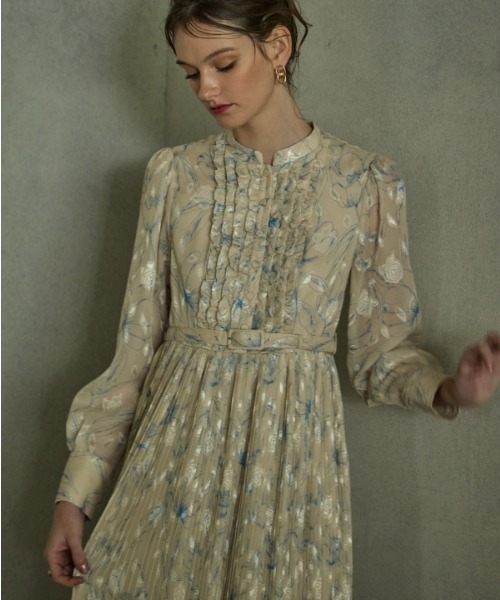 ワンピース Flower print pleats one piece フラワープリントプリーツワンピースの画像