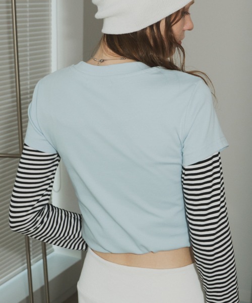 SHAGGIE tシャツ フロックプリントミニタイトTEEシャツ