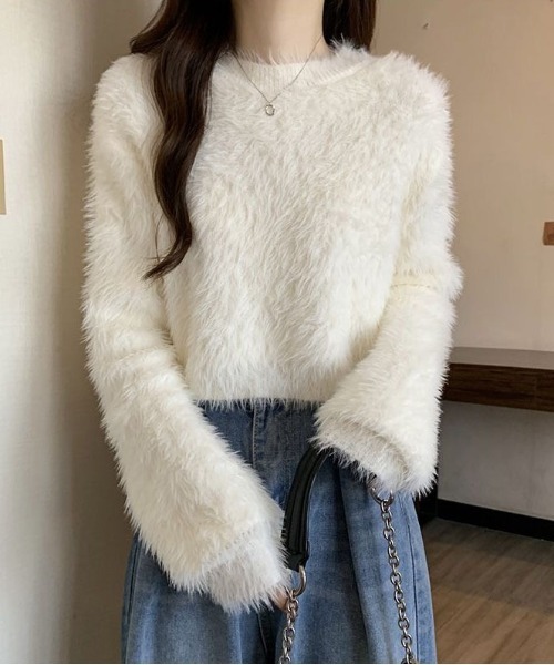 gossip!ロサンゼルス ニット セーター フェザーヤーンバルーンフリンジ