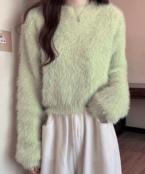 gossip!ロサンゼルス ニット セーター フェザーヤーンバルーンフリンジ