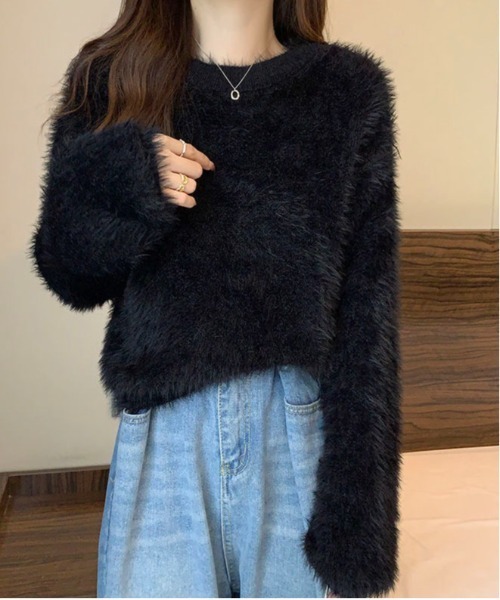 gossip!ロサンゼルス ニット セーター フェザーヤーンバルーンフリンジ