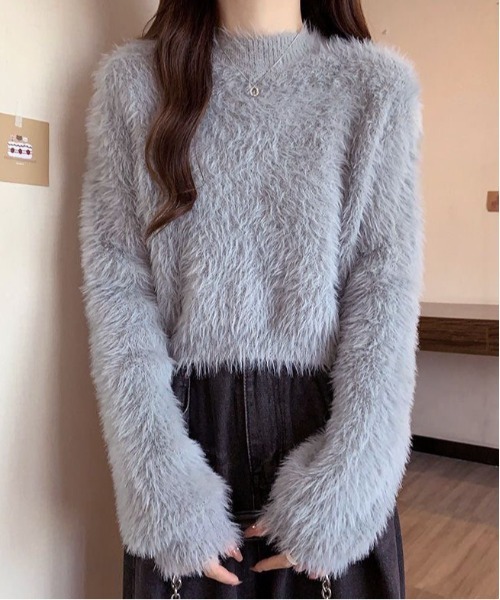 gossip!ロサンゼルス ニット セーター フェザーヤーンバルーンフリンジ