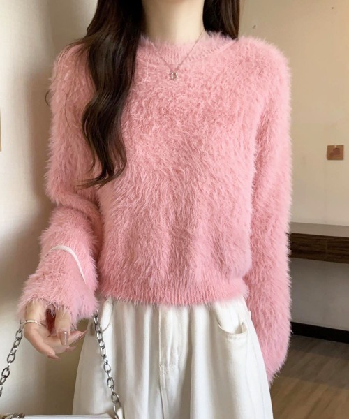 gossip!ロサンゼルス ニット セーター フェザーヤーンバルーンフリンジ