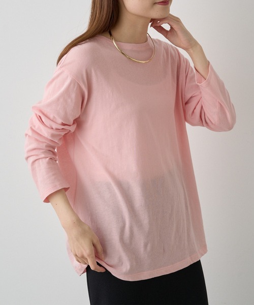 【ビアズリー】未使用 タグ付き シアー ギャザー カットソー コットン モカ トリコットシアールーズハーフスリーブトップス（Tシャツ/カットソー