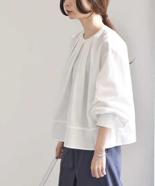 quaranciel ブラウス シャツ quaranciel:「洗濯機可能」REPREVE タック quaranciel ブラウス シャツ quaranciel:「洗濯機可能」REPREVE タック
