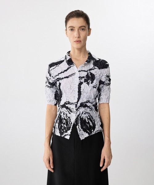 ブラウス シャツ Brushstroke Floral Crinkled Shirt / シャツブラウス レディース