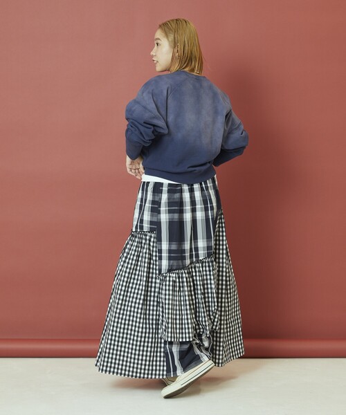Freada（フリーダ） スカート チェック パッチワーク フリル フレア