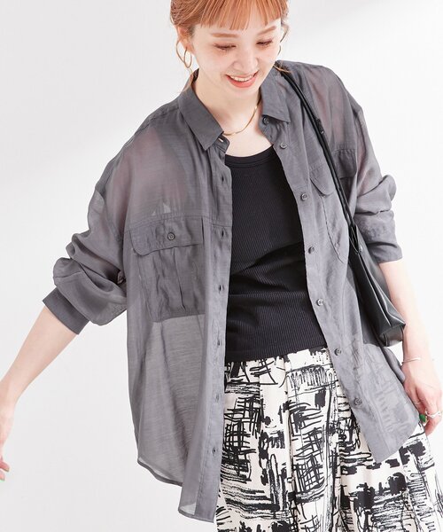 B.C STOCK（ベーセーストック） ブラウス シャツ 手洗い可 / シアー