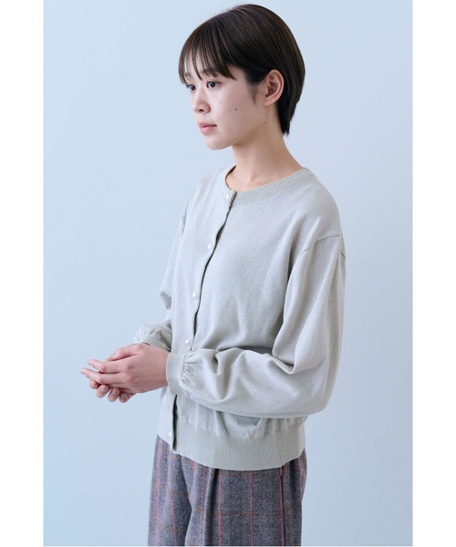 IEDIT カーディガン IEDIT 上品なラメがきらめくパール調ボタン