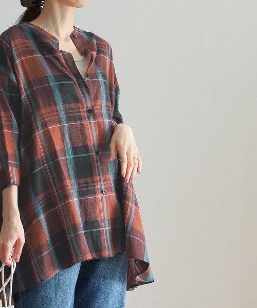 「URBAN RESEARCH DOORS」 半袖ブラウス MEDIUM ブラウン系その他 レディース URBAN RESEARCH DOORS 「URBAN DOORS」 半袖ブラウス MEDIUM
