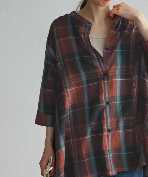 「URBAN RESEARCH DOORS」 半袖ブラウス MEDIUM ブラウン系その他 レディース URBAN RESEARCH DOORS 「URBAN DOORS」 半袖ブラウス MEDIUM