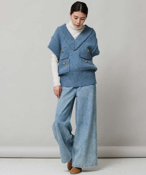 「Curensology」 Vネックニット FREE ブラック レディース_画像6