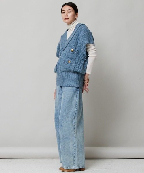 「Curensology」 Vネックニット FREE ブラック レディース_画像7