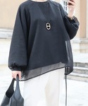 tシャツ オーガンジーシアー長袖トップス レディースの詳細画像2