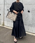 tシャツ オーガンジーシアー長袖トップス レディースの詳細画像1