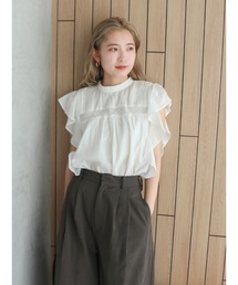 ブラウス シャツ コットンノースリフリルブラウス レディース｜ZOZOTOWN Yahoo!店