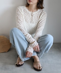 tシャツ メローレースクルーネックプルオーバー レディース