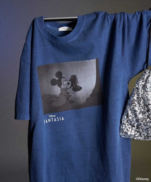 tシャツ 「DISNEY FANTASIA」 ボックスモノクロフロントプリント Tシャツ/ディズニー/ファンタジア/ミッキーマウス レディース