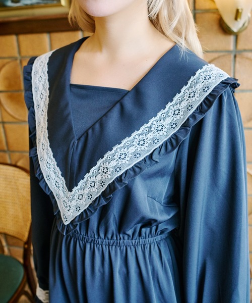 クーラクール♡anyfam♡ワンピース110 新品セット 8111→7666 kutir ワンピース 「クティールとレトロ」レースセーラーカラー
