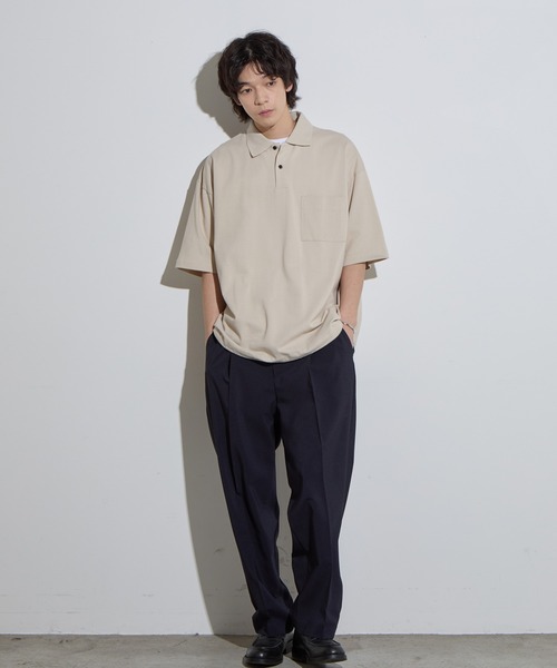 Bristol グレー ポロシャツ AOYAMA 【洋服の青山】春夏用 グレー系 ヘリンボーン柄