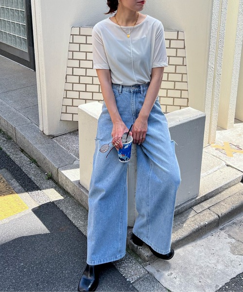 「feepur」 半袖Tシャツ MEDIUM ネイビー レディース
