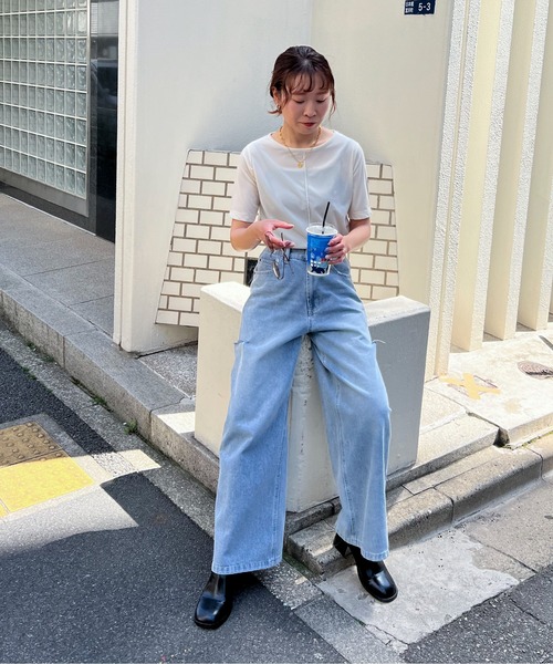「feepur」 半袖Tシャツ MEDIUM ネイビー レディース