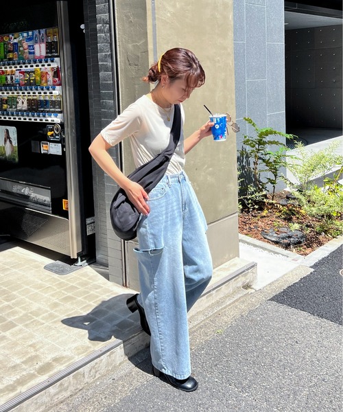 「feepur」 半袖Tシャツ MEDIUM ネイビー レディース