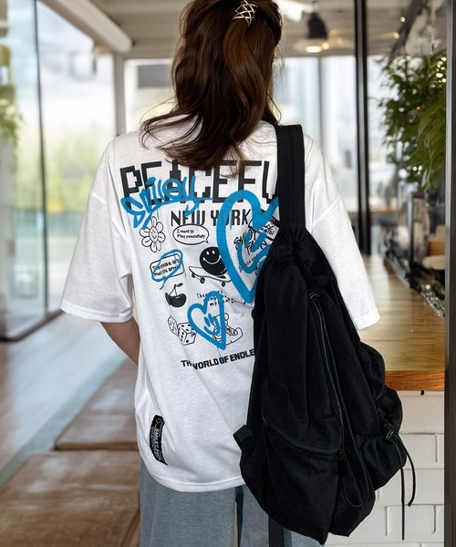 Candlestick tシャツ レトロ ポップ ストリート ワイド
