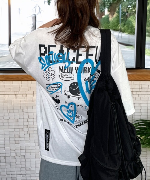 Candlestick tシャツ レトロ ポップ ストリート ワイド