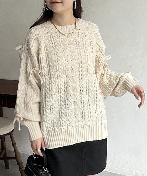 「prose verse」 長袖ニット フリ- ブラック レディース_画像5