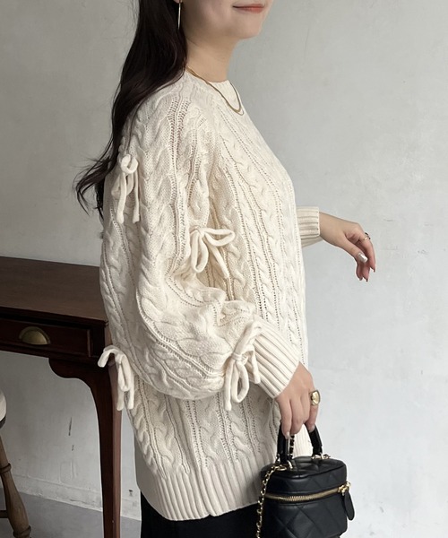 「prose verse」 長袖ニット フリ- ブラック レディース_画像7