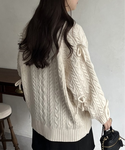 「prose verse」 長袖ニット フリ- ブラック レディース_画像8