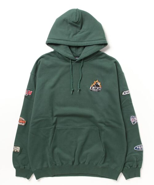 品質のいい XLARGE 「XLARGE」 グリーン MEDIUM プルオーバーパーカー スケートボード