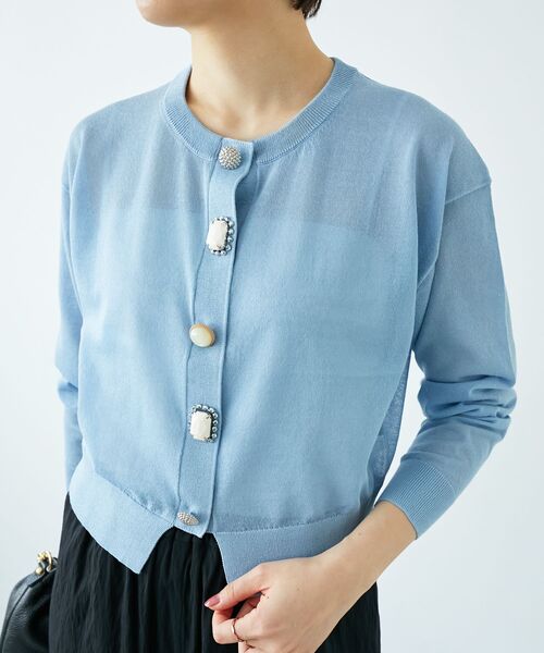 【新品・未使用】TORRAZZO DONNA ビジューカーディガン le.coeur blanc カーディガン TORRAZZO DONNAビジュー釦カーデ