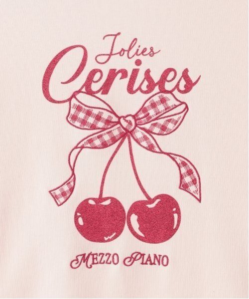 メゾピアノ新品新作タグ付き【接触冷感】袖レースアップリボンチェリーTシャツ160 mezzo piano junior - メゾピアノ新品新作タグ付き【接触冷感