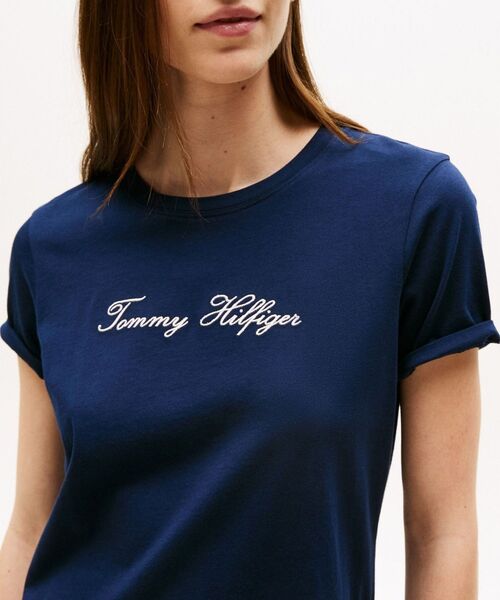 tシャツ ルレックススクリプトクルーネックショートスリーブTシャツ レディース TOMMY HILFIGER tシャツ ルレックススクリプトクルーネック