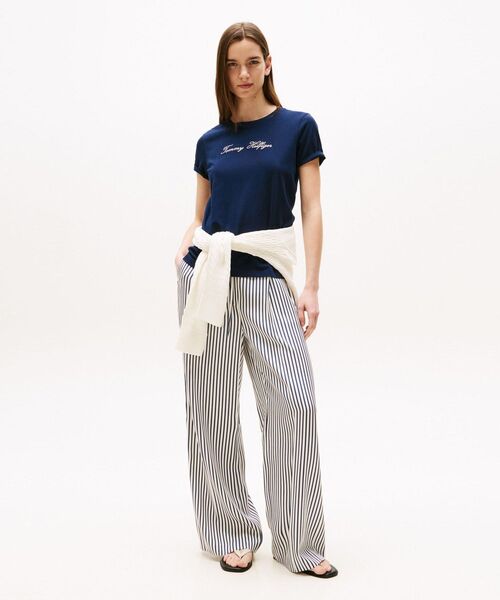 tシャツ ルレックススクリプトクルーネックショートスリーブTシャツ レディース TOMMY HILFIGER tシャツ ルレックススクリプトクルーネック