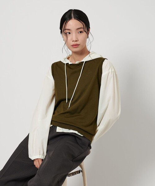 ブラウス シャツ ナイロン フード ドローストシャツ -UVカット- レディース