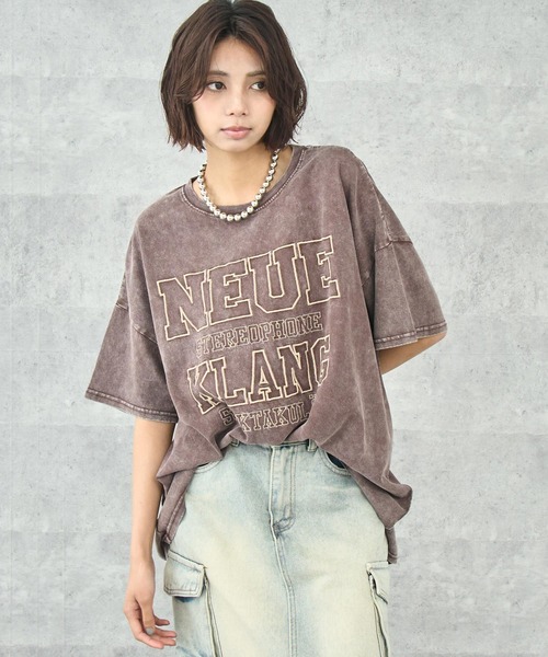ANAP（アナップ） tシャツ ケミカルウォッシュ 刺繍ロゴ ビッグTシャツ