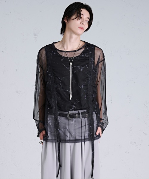 Ellno Loset tシャツ ドロストマーブルシアートップス メンズ