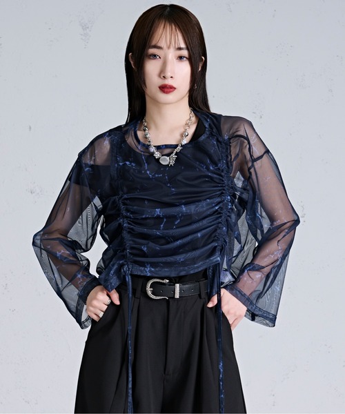 Ellno Loset tシャツ ドロストマーブルシアートップス メンズ