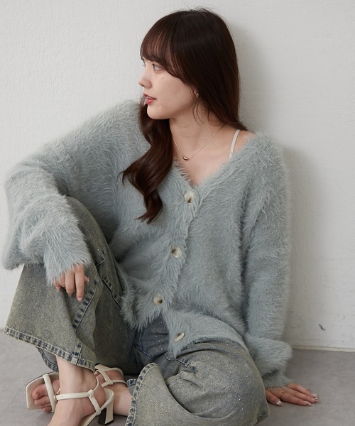 continuer de NICE CLAUP カーディガン シャギーロングカーディガン