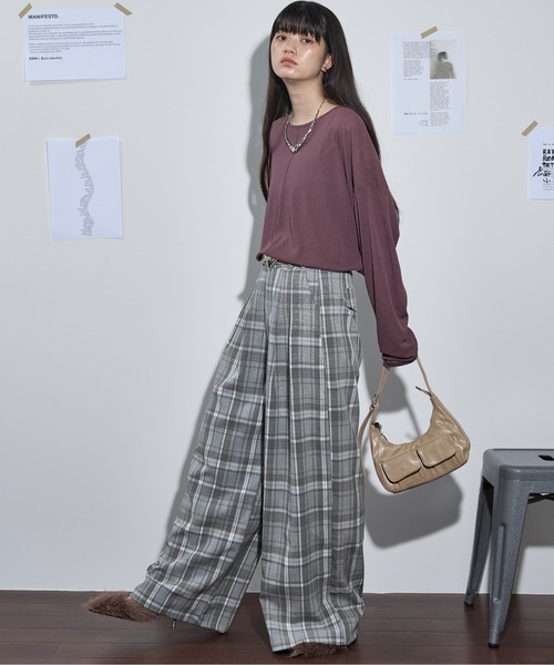 パンツ yon THE Yon スラックス パンツ ロールアップピンストライプタック