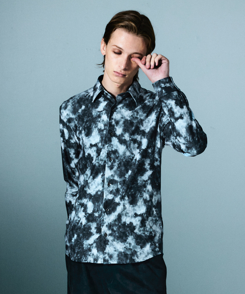 5351 POUR LES HOMMES シャツ クラウドプリント ストレッチ ジャージー