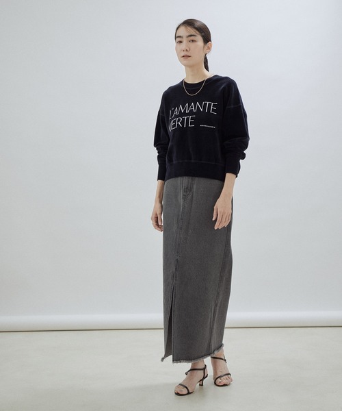 「SALON adam et rope'」 デニムロングスカート M チャコールグレー レディース