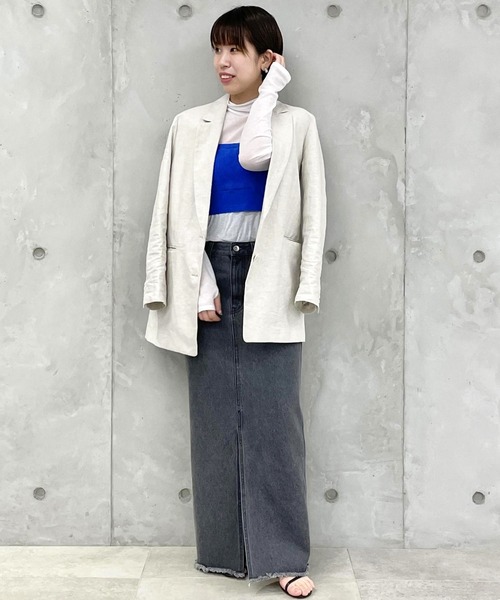 「SALON adam et rope'」 デニムロングスカート M チャコールグレー レディース